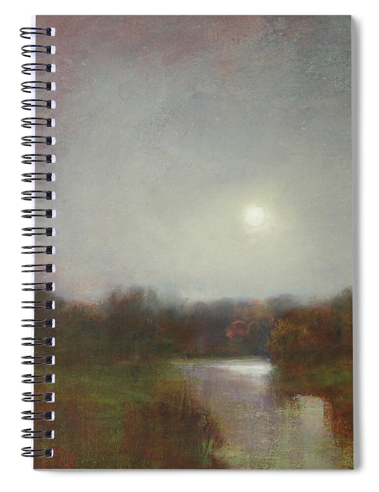 Moon Spiral Notebook featuring the painting Lunar 14 by David Ladmore