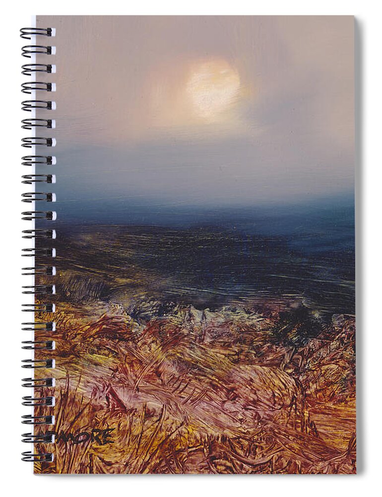 Moon Spiral Notebook featuring the painting Lunar 46 by David Ladmore