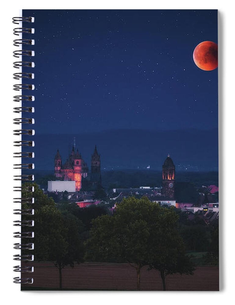 Worms Spiral Notebook featuring the photograph Lunar Eclipse, July 2018 by Marc Braner