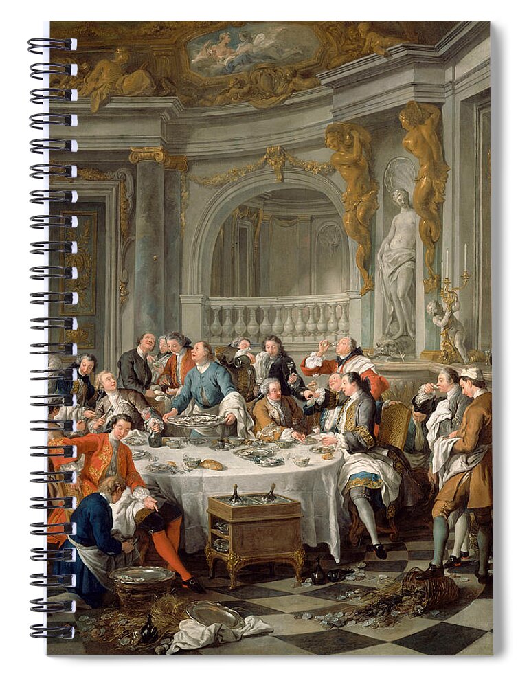 French Artist Spiral Notebook featuring the painting Lunch of Oysters by Jean-Francois de Troy