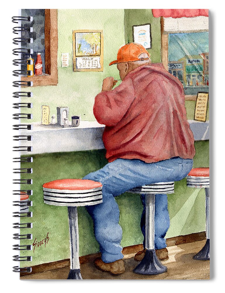 Lunch Spiral Notebook featuring the painting Lunchtime by Sam Sidders