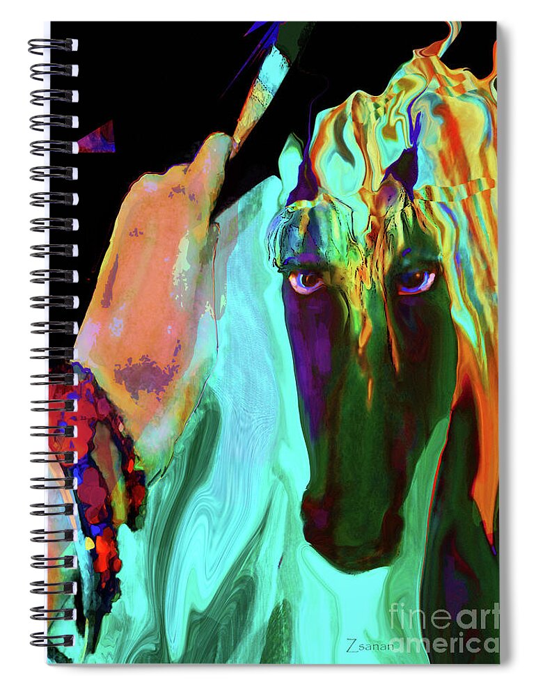 Artist Canvas Spiral Notebook featuring the painting Lungta Windhorse o. 4 by Zsanan Studio