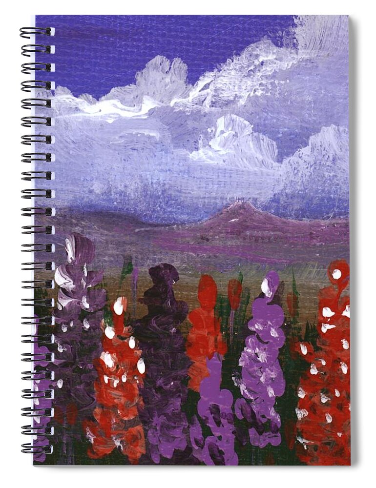 Lupin Spiral Notebook featuring the painting Lupine Land #1 by Anastasiya Malakhova