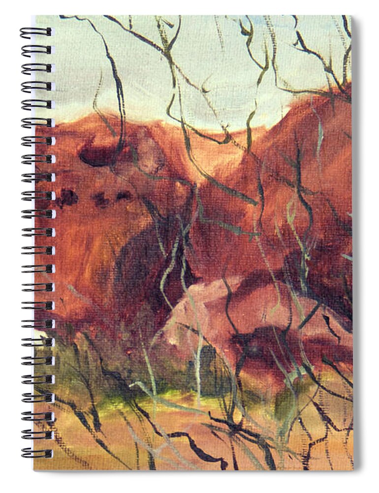Landscape Spiral Notebook featuring the painting Lurking Rock by Nila Jane Autry
