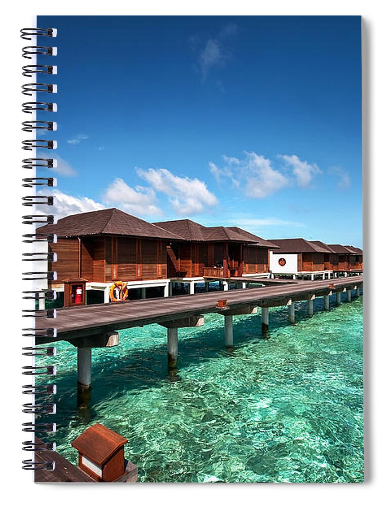 Jenny Rainbow Fine Art Photography Spiral Notebook featuring the photograph Luxury Water Villas of Maldivian Resort by Jenny Rainbow