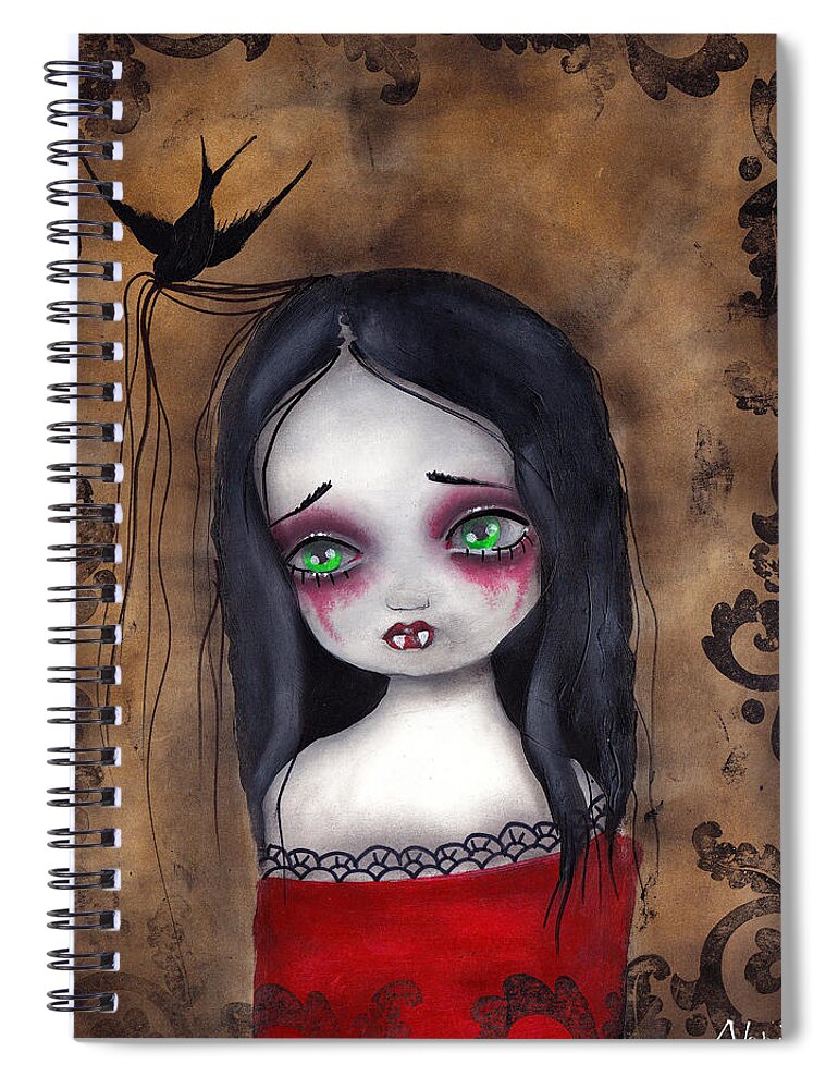 Gothic Spiral Notebook featuring the painting Luzie by Abril Andrade