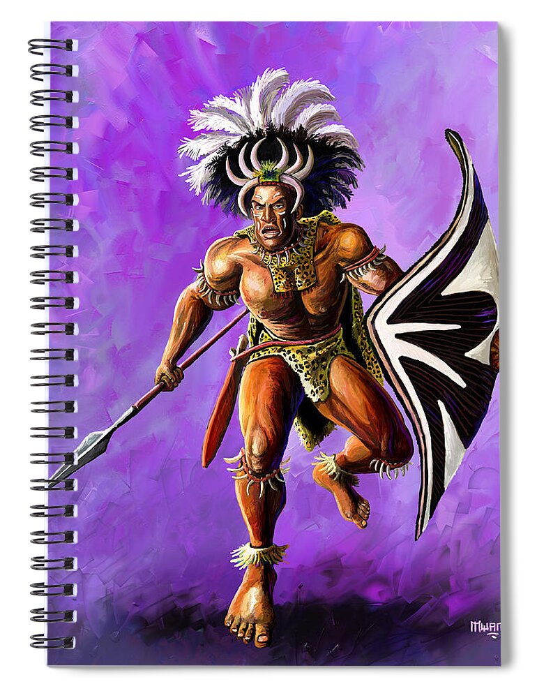 Colorful Spiral Notebook featuring the painting Luanda Magere by Anthony Mwangi