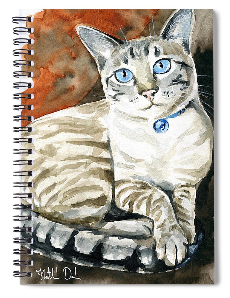 Lynx Point Siamese Spiral Notebook featuring the painting Lynx Point Siamese Cat Painting by Dora Hathazi Mendes