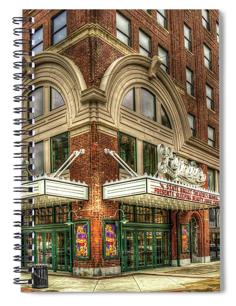 Reid Callaway Lyric Theatre Spiral Notebook featuring the photograph Birmingham AL Lyric Theatre Historic Vaudeville Theatre Architectural Art by Reid Callaway