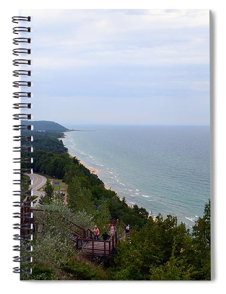 M-22 Spiral Notebook featuring the photograph M22 Scenic Lake Michigan Overlook by Michelle Calkins