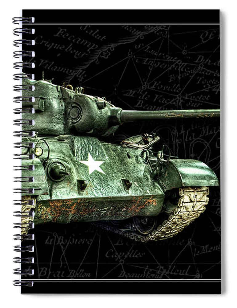 M26 Spiral Notebook featuring the photograph M26 Pershing Tank BK BG by Weston Westmoreland