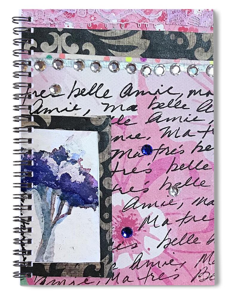 Mixed Media Spiral Notebook featuring the painting Ma Belle by Sherry Harradence
