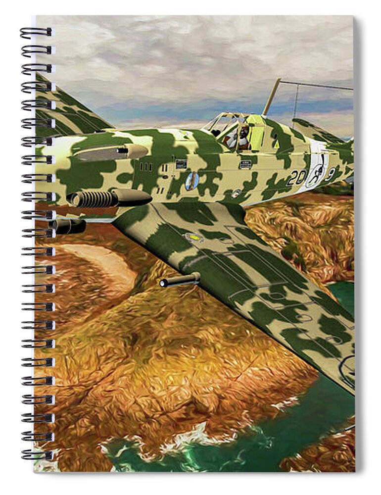 Macchi Mc-205 Veltro Spiral Notebook featuring the digital art Macchi Mc-205 Veltros - Oil by Tommy Anderson