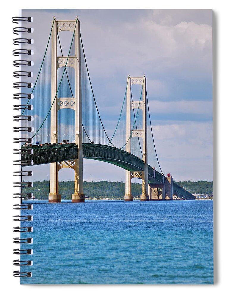 America Spiral Notebook featuring the photograph Mackinac Bridge by Michael Peychich
