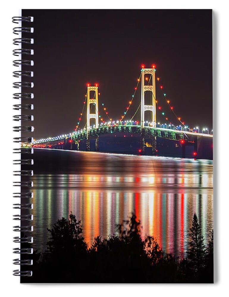 Mackinac Bridge Spiral Notebook featuring the photograph Mackinac Bridge Reflections-3813 Pure Michigan by Norris Seward