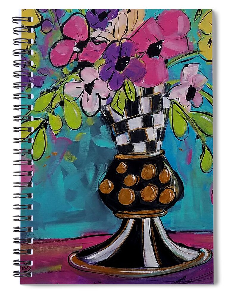 Floral Spiral Notebook featuring the painting Mad About You by Terri Einer