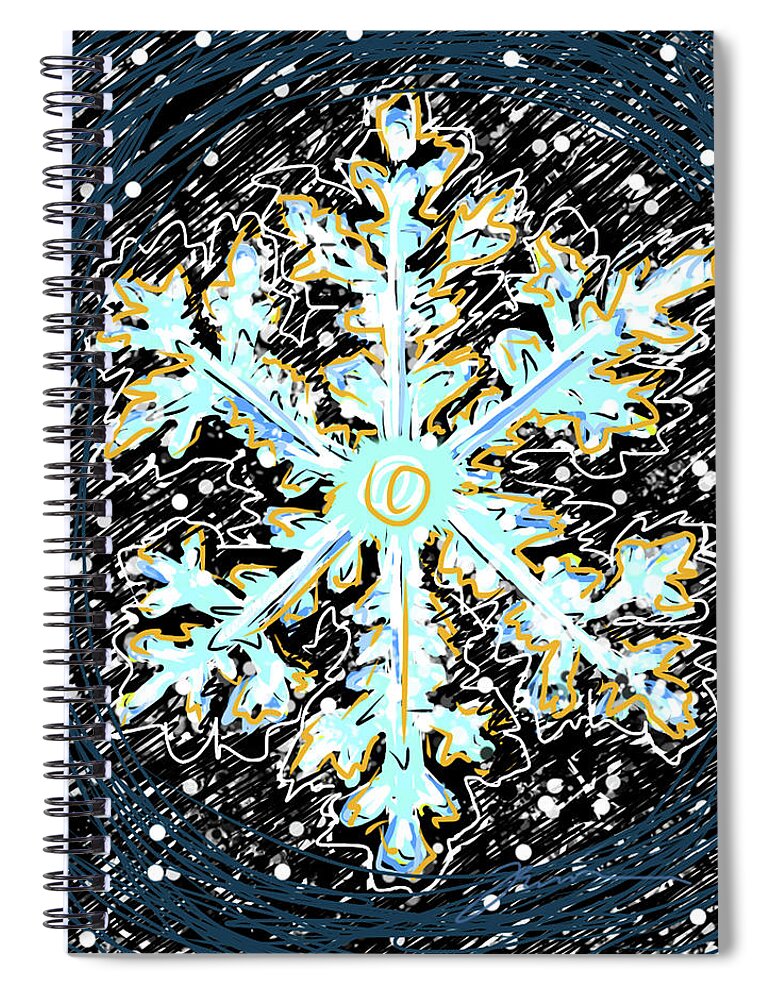 Snowflake Spiral Notebook featuring the painting Madeline Snowflake by Jean Pacheco Ravinski