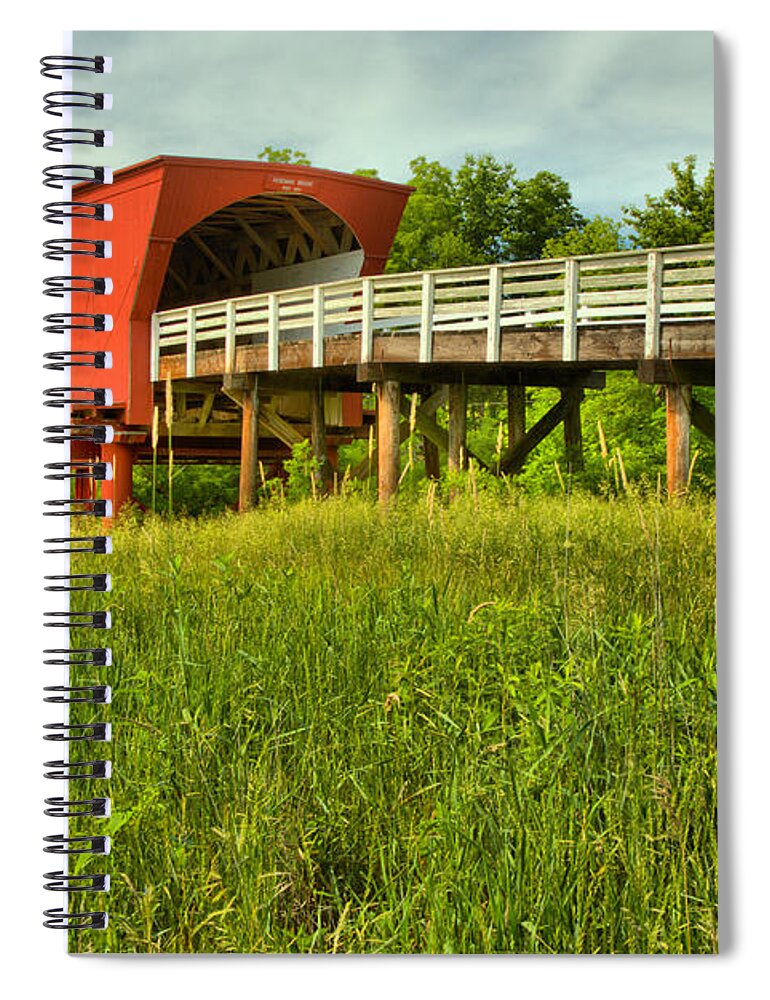 Roseman Covered Bridge Spiral Notebook featuring the photograph Madison County Iowa Roseman Covered Bridge by Adam Jewell