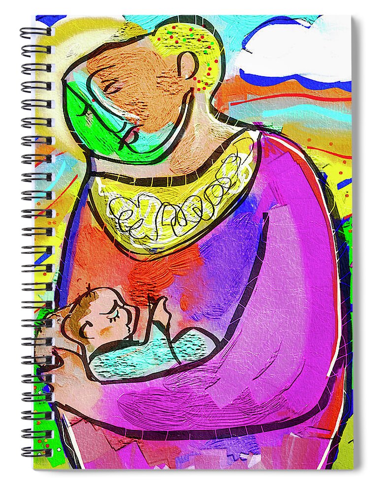Painting Spiral Notebook featuring the digital art Madonna And Child by Ted Azriel