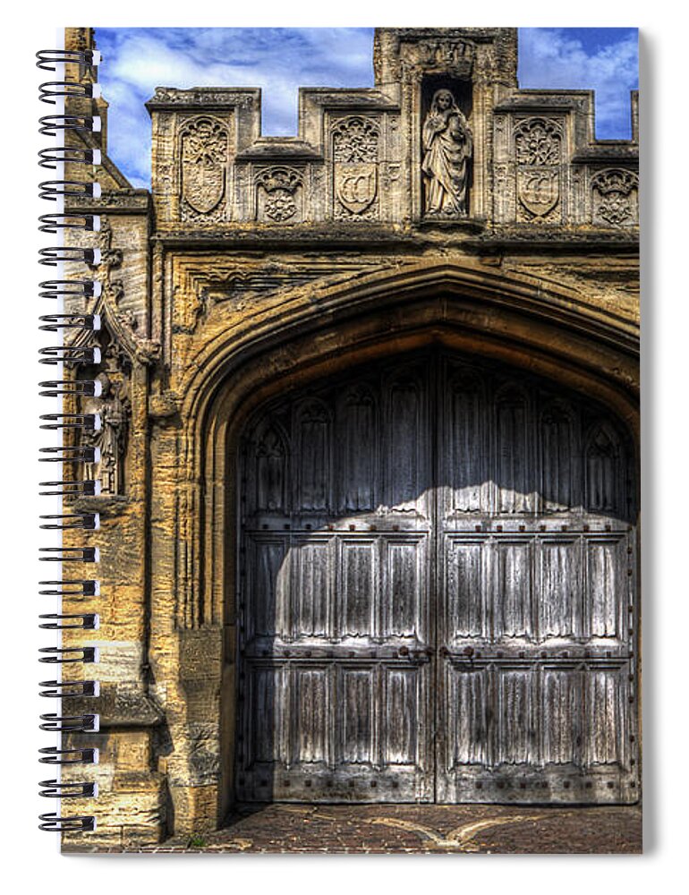 Yhun Suarez Spiral Notebook featuring the photograph Magdalen College Door - Oxford by Yhun Suarez