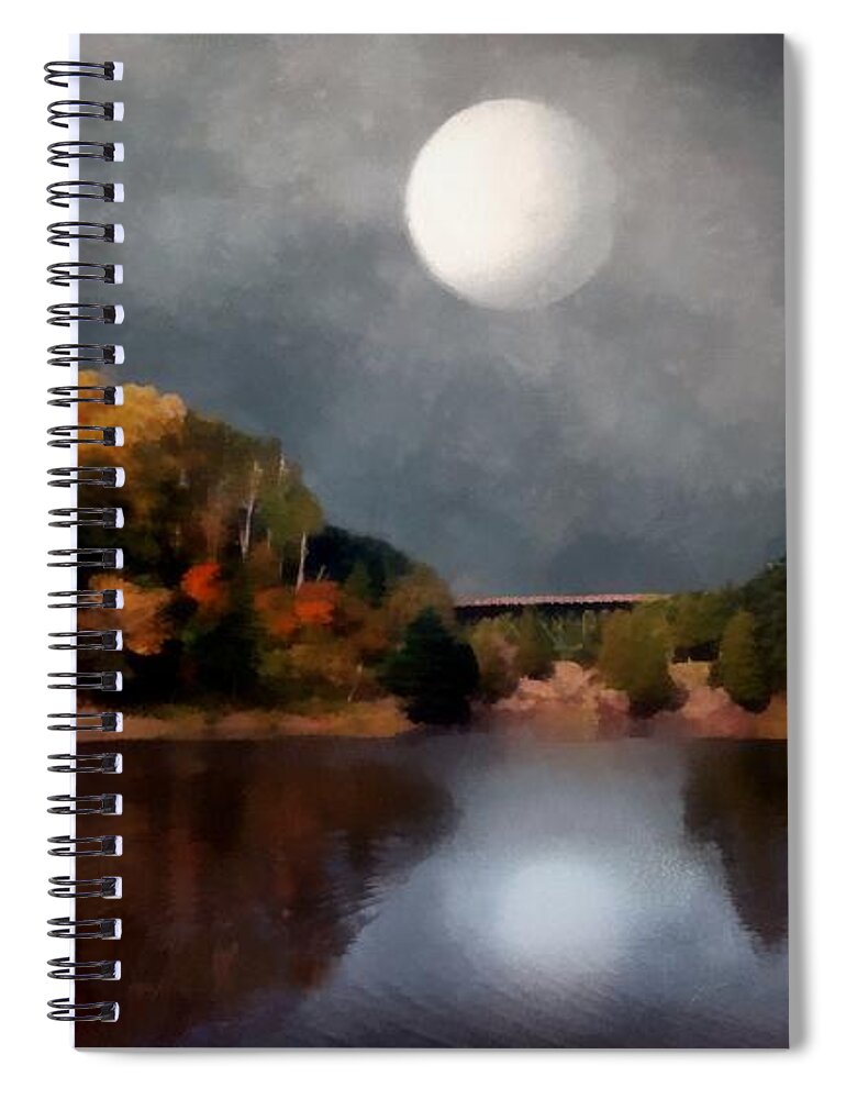 Landscape Spiral Notebook featuring the painting Magic Moonlight by RC DeWinter