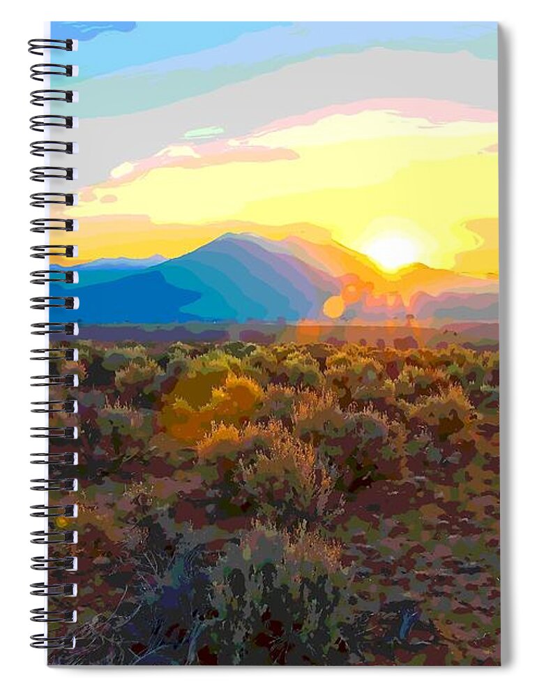 Dawn Spiral Notebook featuring the painting Magic over Taos by Charles Muhle
