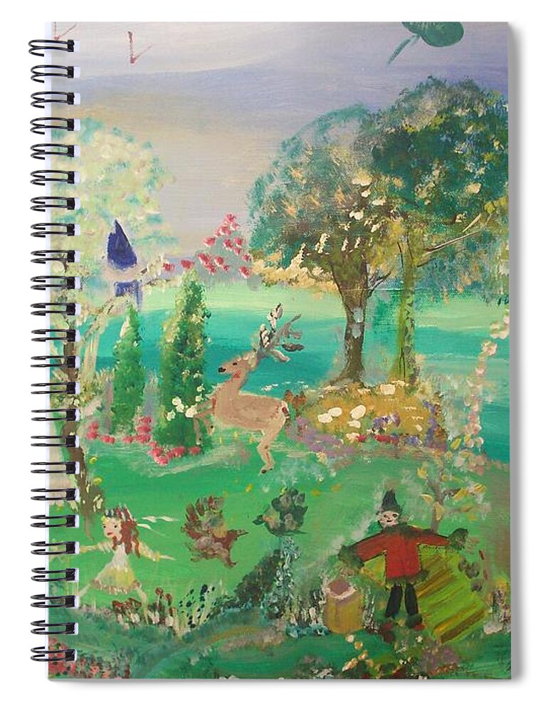 Magical Spiral Notebook featuring the painting Magical Garden by Judith Desrosiers