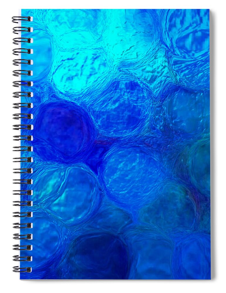 Magnified Blue Water Drops-abstract Spiral Notebook featuring the photograph Magnified Blue Water Drops-Abstract by Kathy M Krause