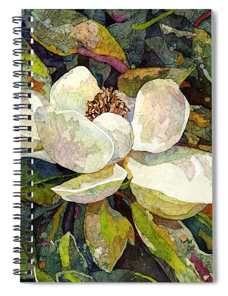 Magnolia Spiral Notebook featuring the painting Magnolia Blossom by Hailey E Herrera