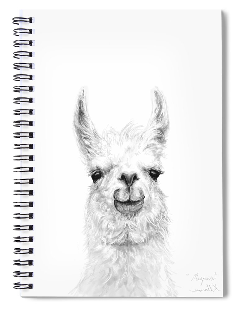 Llama Art Spiral Notebook featuring the drawing Magnus by Kristin Llamas