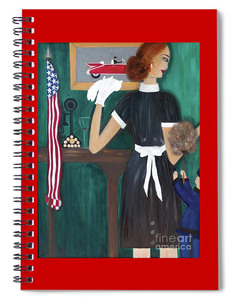Maid Spiral Notebook featuring the painting Maid In America by Artist Linda Marie