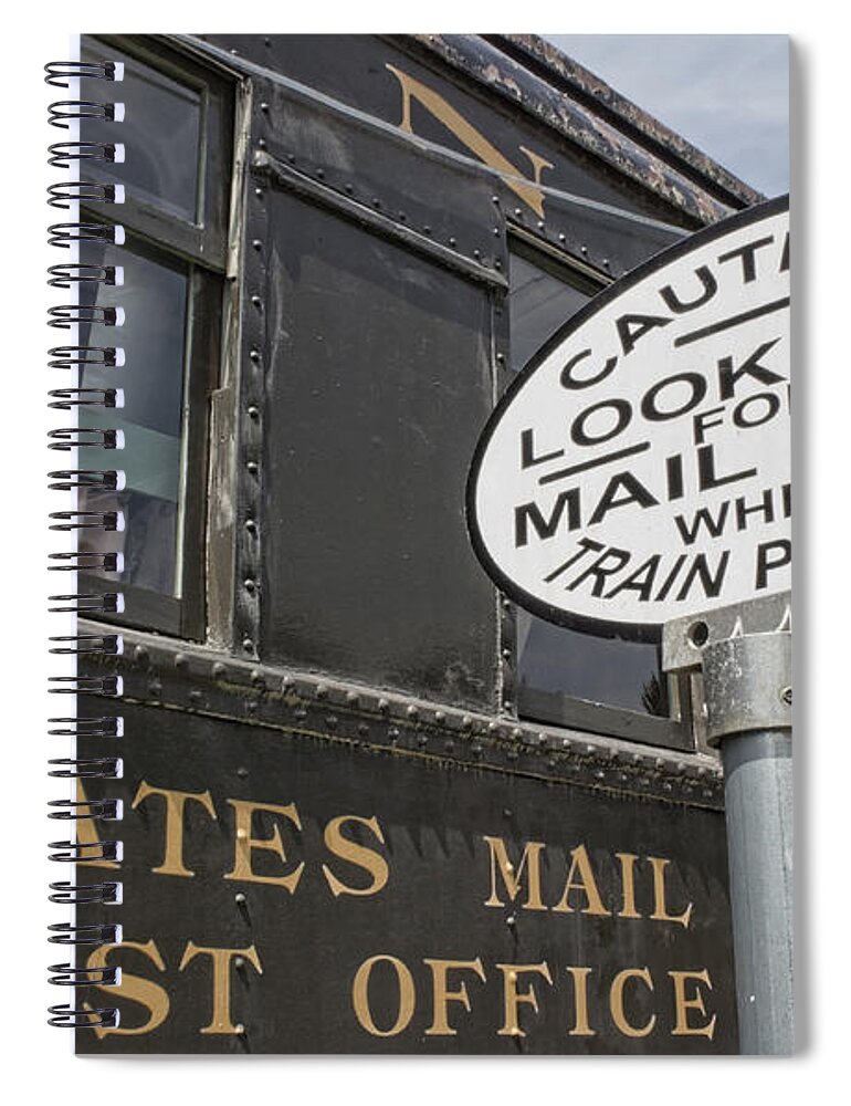 Railway Spiral Notebook featuring the photograph Mail Bag Sign by Roberta Byram