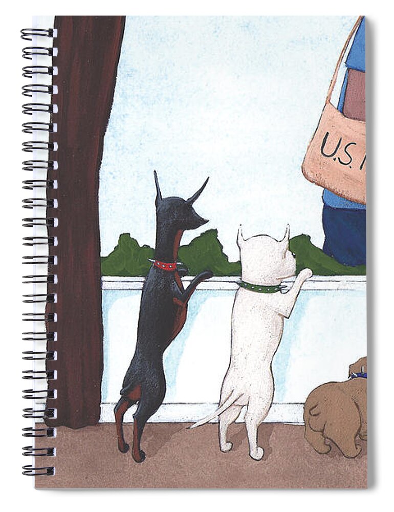 Dogs Spiral Notebook featuring the painting Mailman by Christy Beckwith