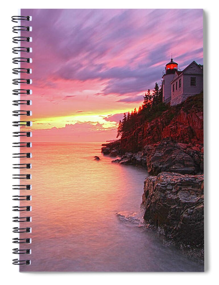 Acadia National Park Spiral Notebook featuring the photograph Maine Acadia National Park Bass Harbor Head Light by Juergen Roth