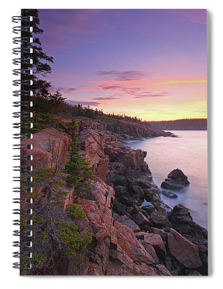 New Day Spiral Notebook featuring the photograph Maine Acadia National Park Seascape Photography by Juergen Roth