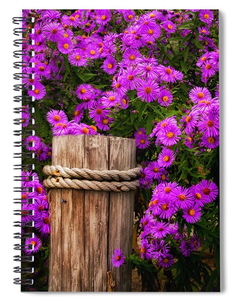 Maine Garden Scene Spiral Notebook featuring the photograph Maine Garden Scene by Carolyn Derstine