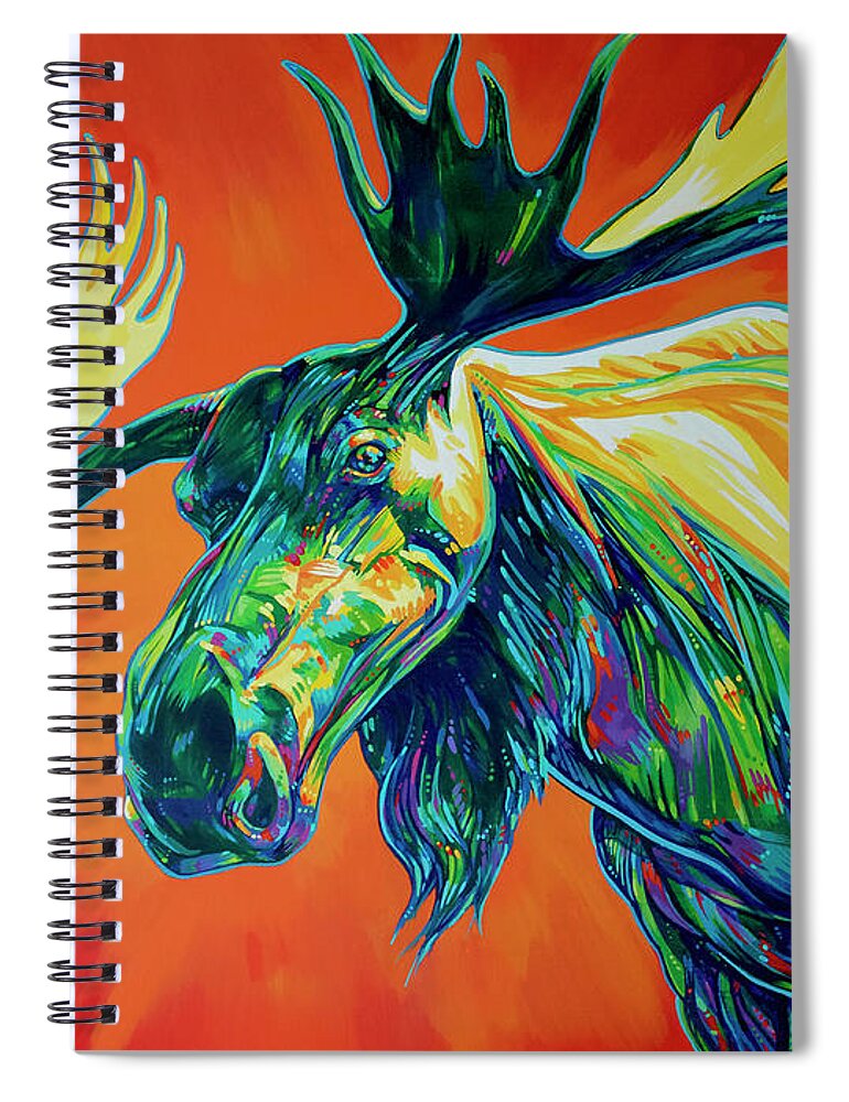 Moose Spiral Notebook featuring the painting Majestic by Derrick Higgins