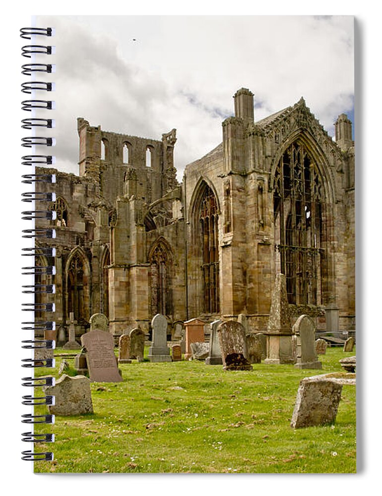 Melrose Abbey Spiral Notebook featuring the photograph Majestic Melrose Abbey. by Elena Perelman