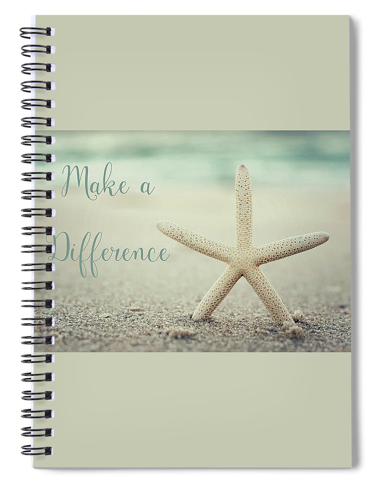 Make A Difference Starfish Vintage Spiral Notebook featuring the photograph Make a Difference Starfish Vintage by Terry DeLuco
