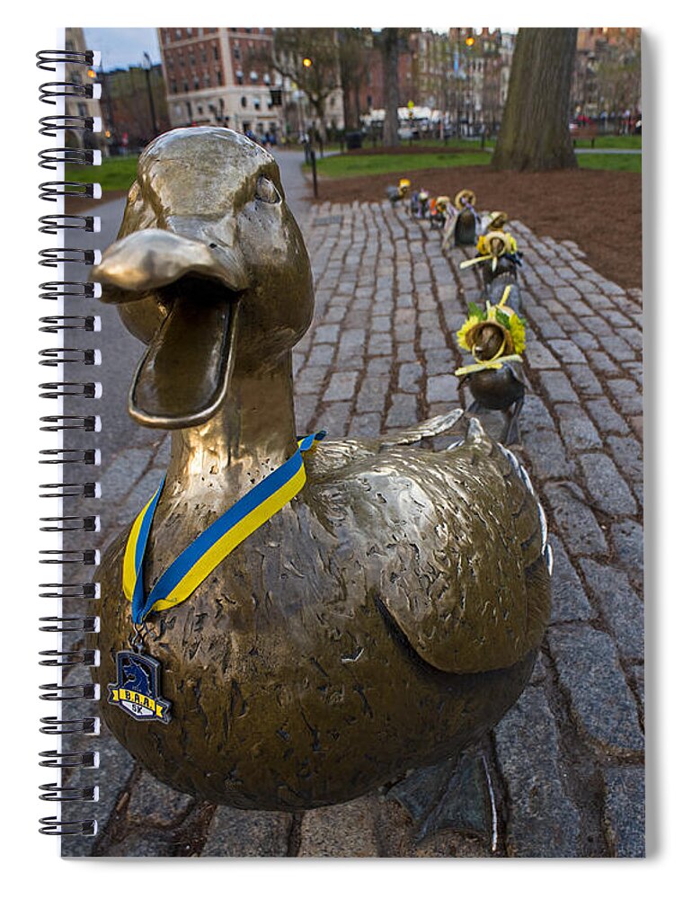 Boston Spiral Notebook featuring the photograph Make Way For Ducklings B.A.A. 5k by Toby McGuire