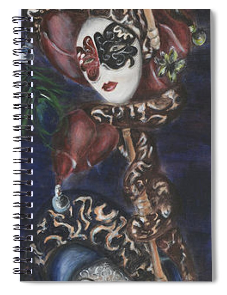 Venetian Masks Spiral Notebook featuring the painting Making Faces Venetian by Nik Helbig