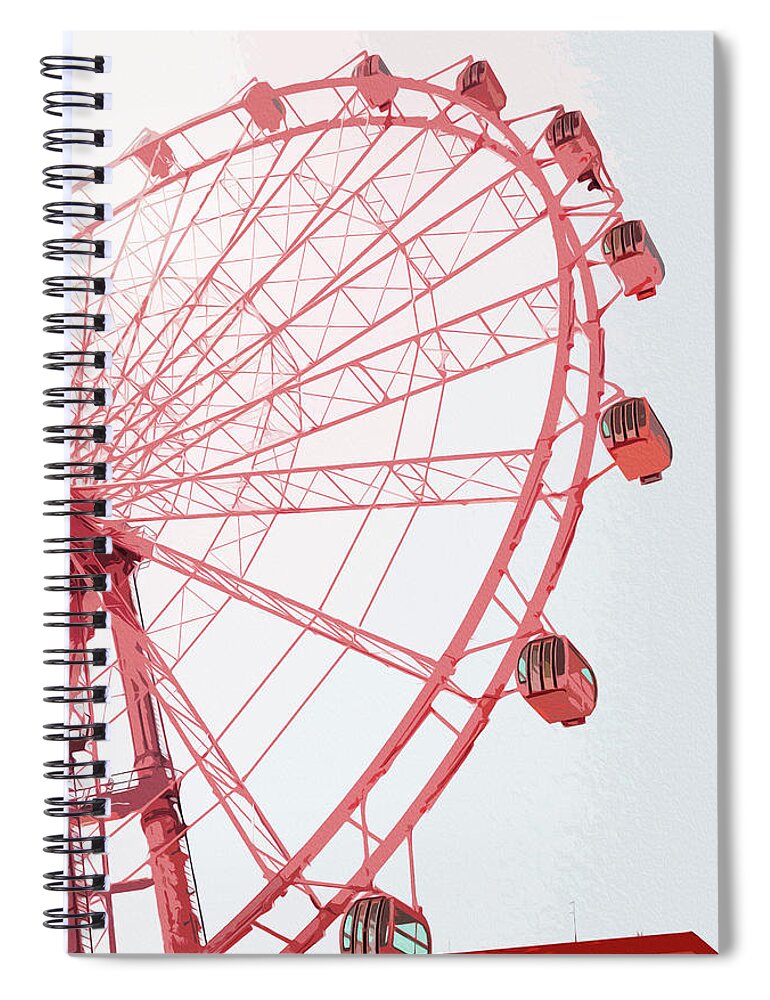 Malaga Noria Spiral Notebook featuring the painting Malaga, Ferris Wheel - 01 by AM FineArtPrints