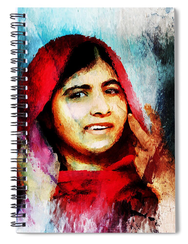Malala Yousafzai Spiral Notebook featuring the painting Malala Yousaf Zai 21 by Gull G