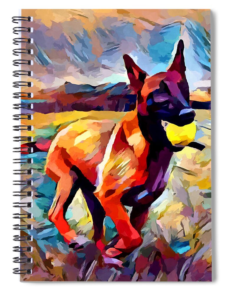 Malinois Spiral Notebook featuring the painting Malinois by Chris Butler