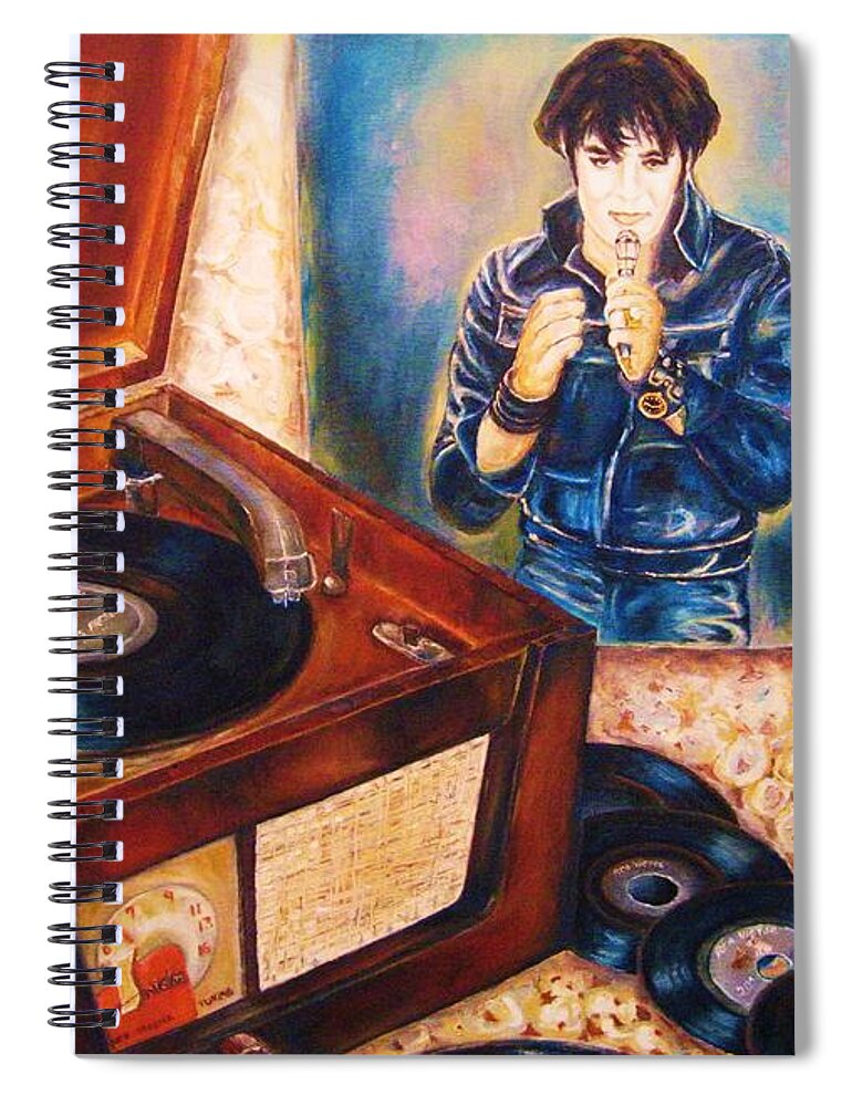 Elvis Spiral Notebook featuring the painting Mama Loved The Roses by Carole Spandau