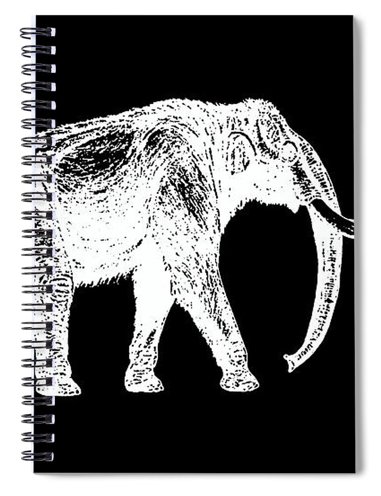 Mastodon. Woolly Spiral Notebook featuring the digital art Mammoth White Ink Tee by Edward Fielding