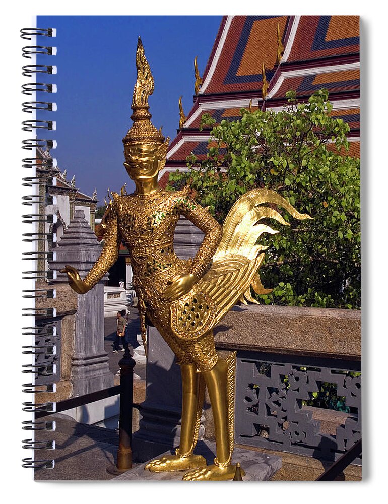 Ornate Gold Leaf Statue Spiral Notebook featuring the photograph Man-Bird Statue by Sally Weigand