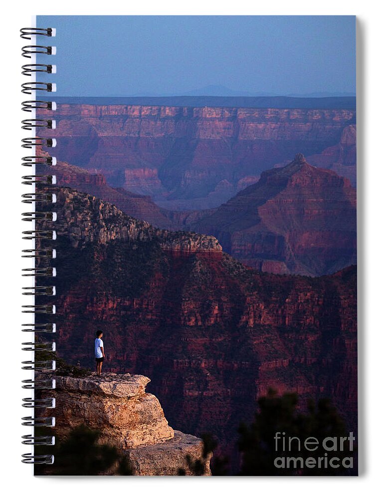 Grand Canyon Spiral Notebook featuring the photograph Man Standing on the Edge by Diane Diederich