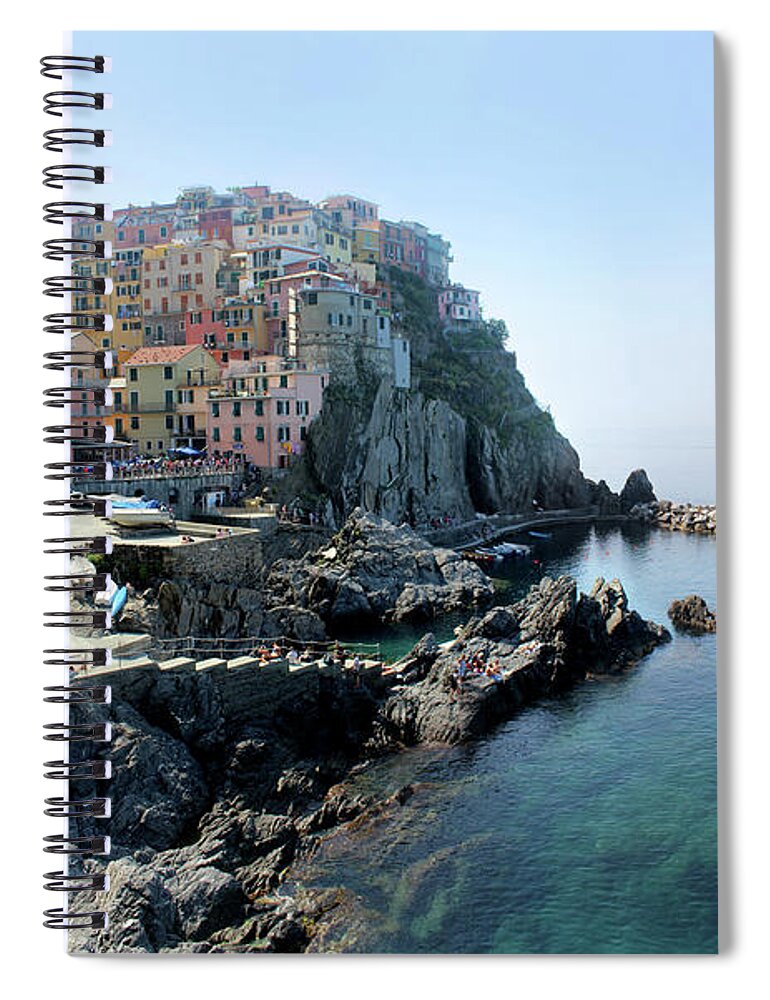 Cinque Terre Spiral Notebook featuring the photograph Manarola Italy a historic town on Mediterranean Sea in Cinque Terre by Adam Long