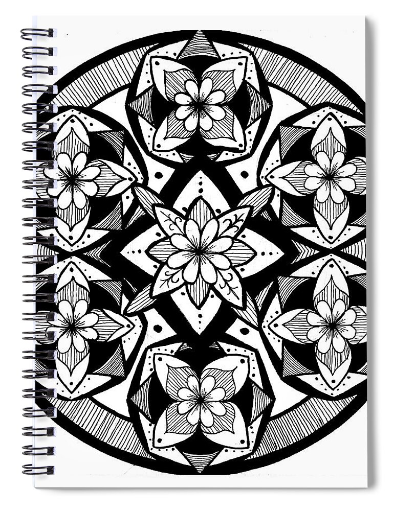 Mandala Spiral Notebook featuring the drawing Mandala #1 by Eseret Art